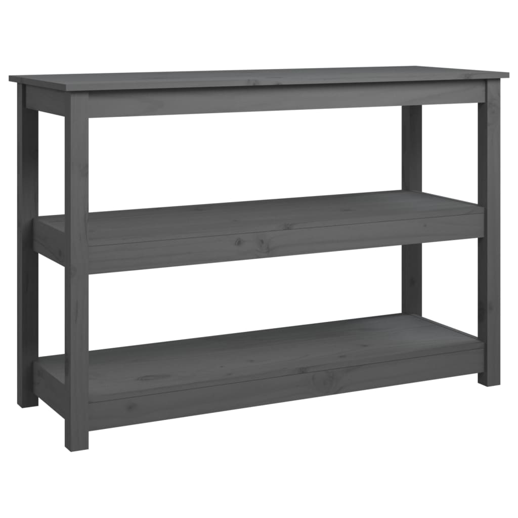 Mesa Consola De Madera Maciza De Pino Gris 110x40x74 Cm_0