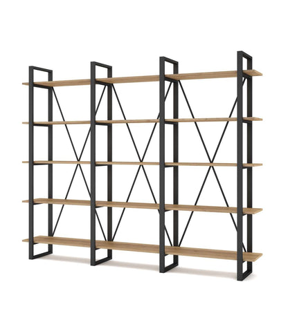 Estantería 5 Estantes Modelo-azahar-217 Acabado Roble/negro, 180cm(alto) 217.5cm(ancho) 3_0