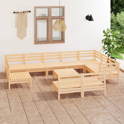 Juego De Muebles De Jardín 11 Piezas Madera Maciza De Pino / Vetonek_3