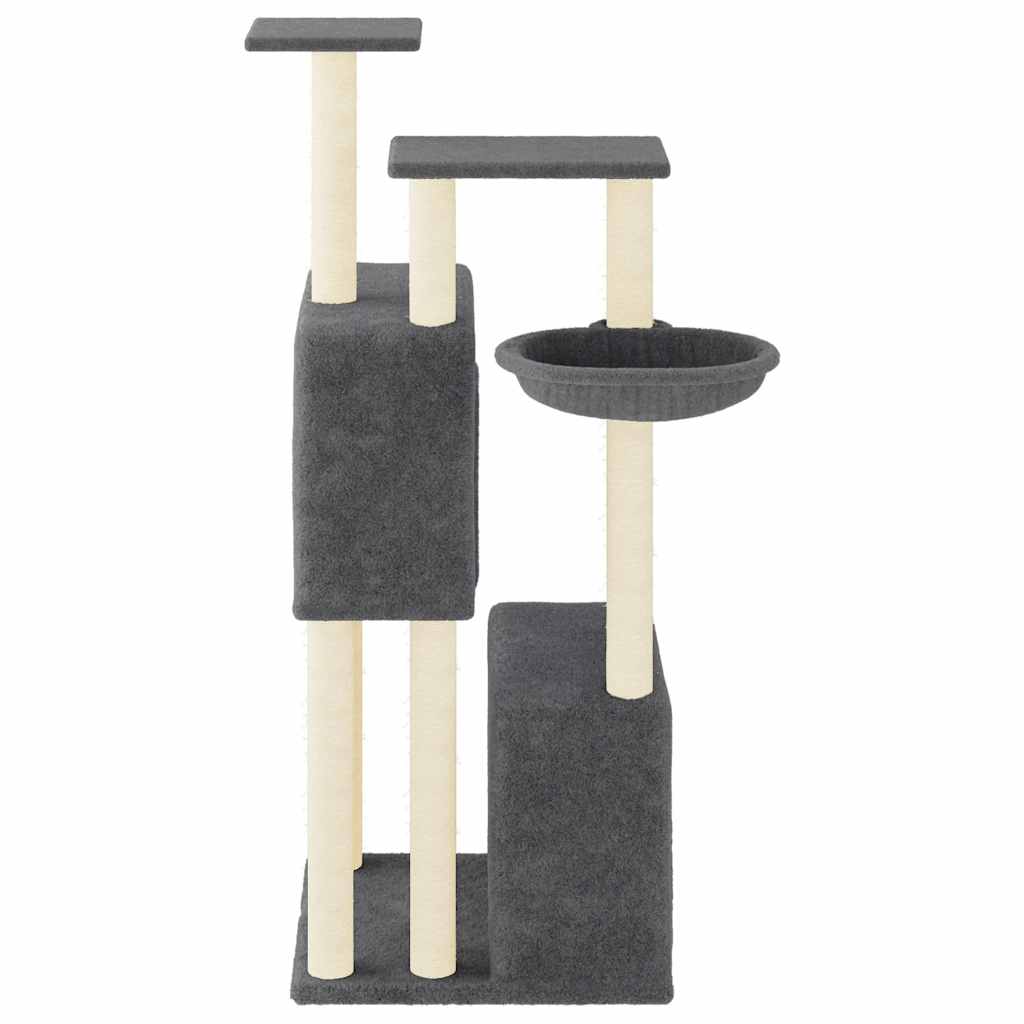 Rascador Para Gatos Con Postes De Sisal Gris Oscuro 122 Cm_3
