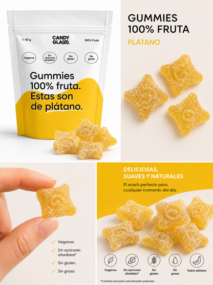 Gummies 100% Fruta Pack De 14 Plátano – Snack Saludable Vegano Sin Azúcares Añadidos_2