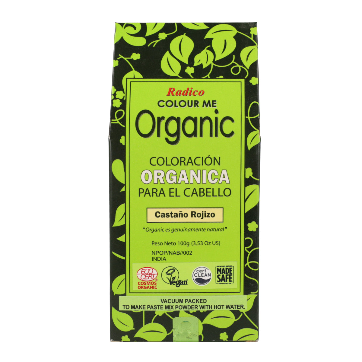 Tinta capilar vegetal castanho avermelhado Radico 100 g
