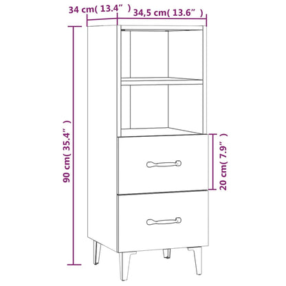 Aparador De Madera Contrachapada Blanco Brillante 34,5x34x90 Cm / Vetonek_4