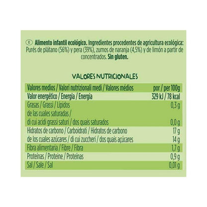 Saco de Fruta 100% Biológica Sabor Banana, Pêra e Laranja 100g - Hero Solo