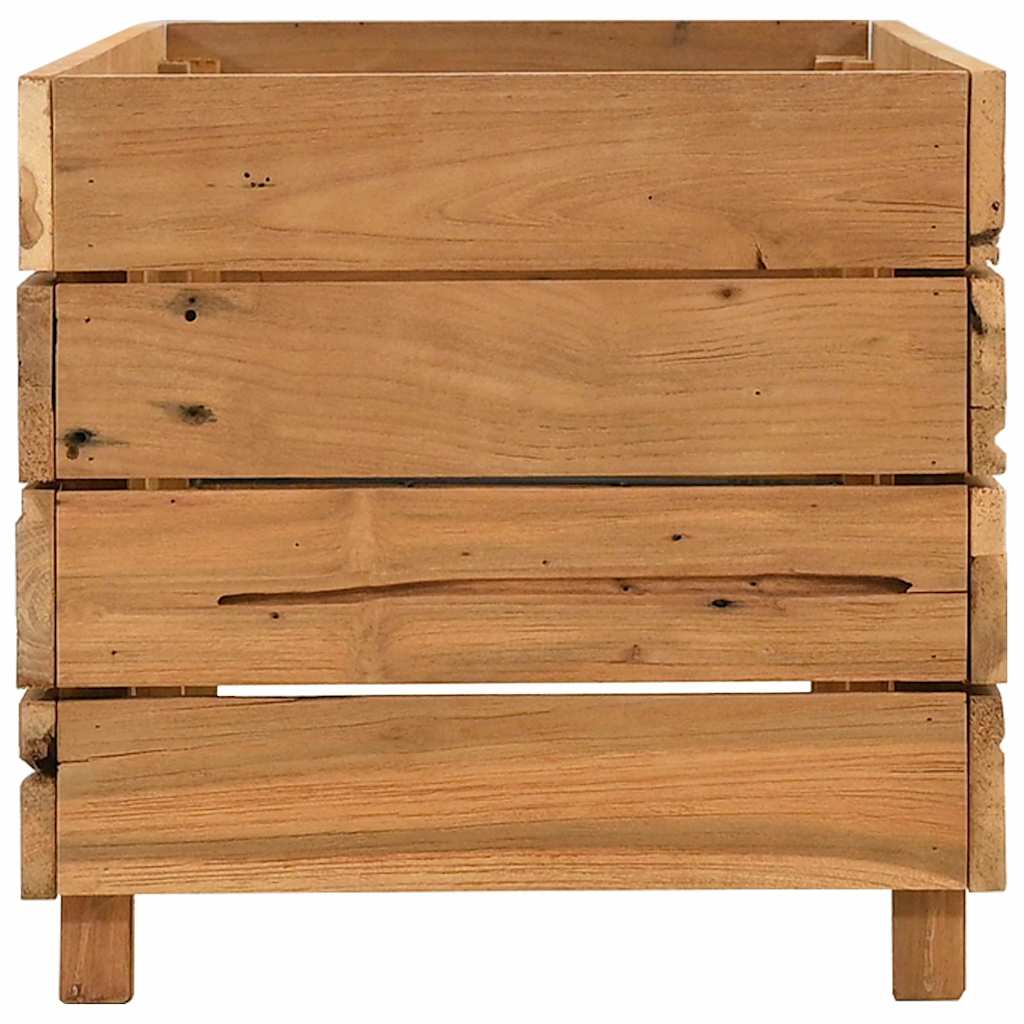 Arriate Elevado Madera De Teca Reciclada Y Acero 100x40x38 Cm_3