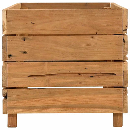 Arriate Elevado Madera De Teca Reciclada Y Acero 100x40x38 Cm_3