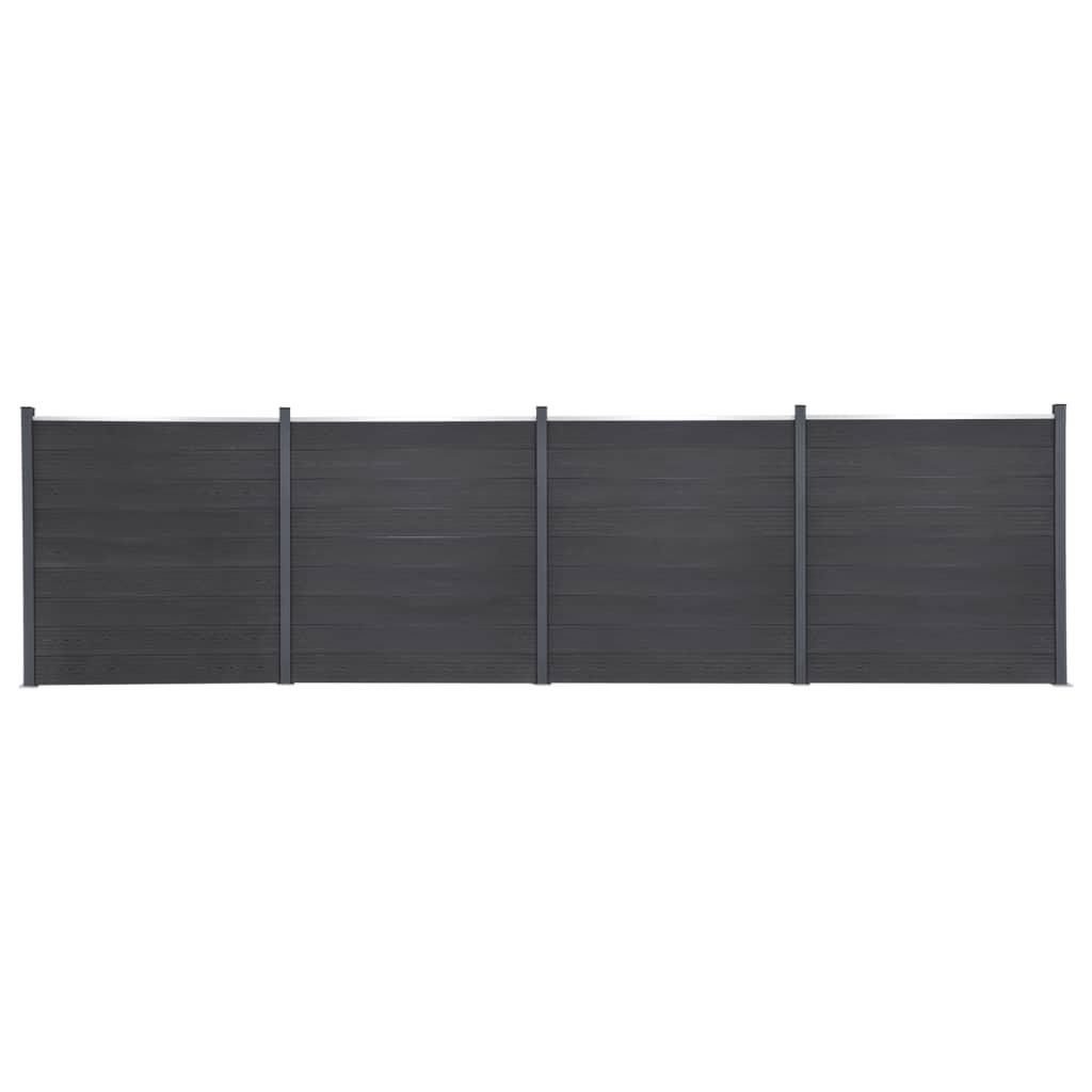 Juego De Paneles De Valla Wpc Gris 699x186 Cm / Vetonek_0
