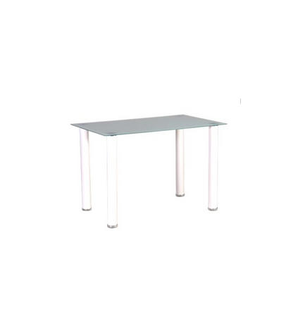 Mesa Rectangular Noa Acabado Tapa Cristal Y Patas Metálicas En Blanco, 75cm(alto) 110cm(ancho) 70cm(fondo)_0