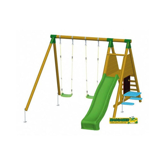 Parque Infantil Masgames Mauna Loa L (madera Redonda) Academy (banco + Pizarra)._0