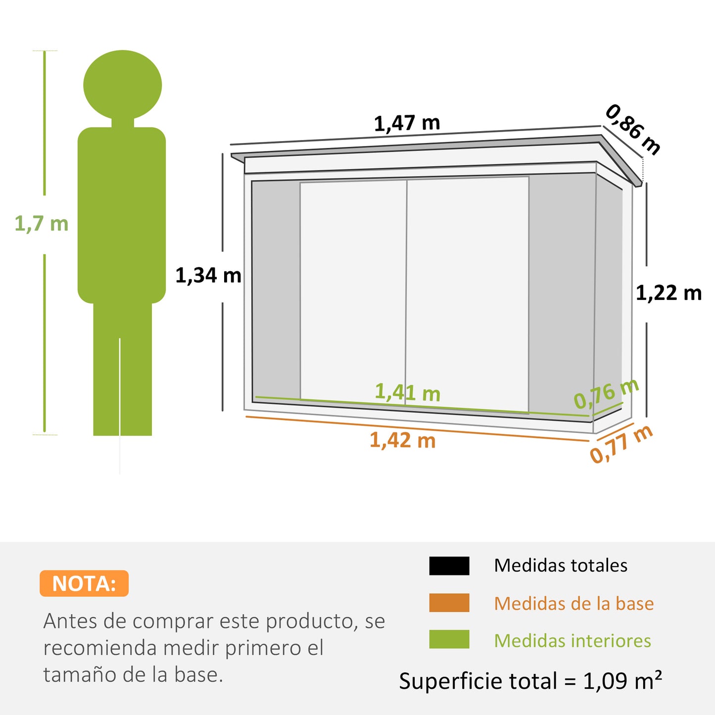 Outsunny Cobertizo De Jardín 1,26 M² 147x86x134 Cm 2 Puertas Y Cerradura Negro_2