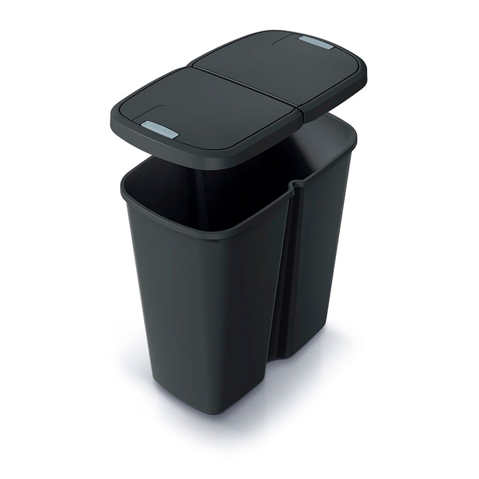 Papelera Con 2 Tapas Independientes Color Negro Keden De 45l._5