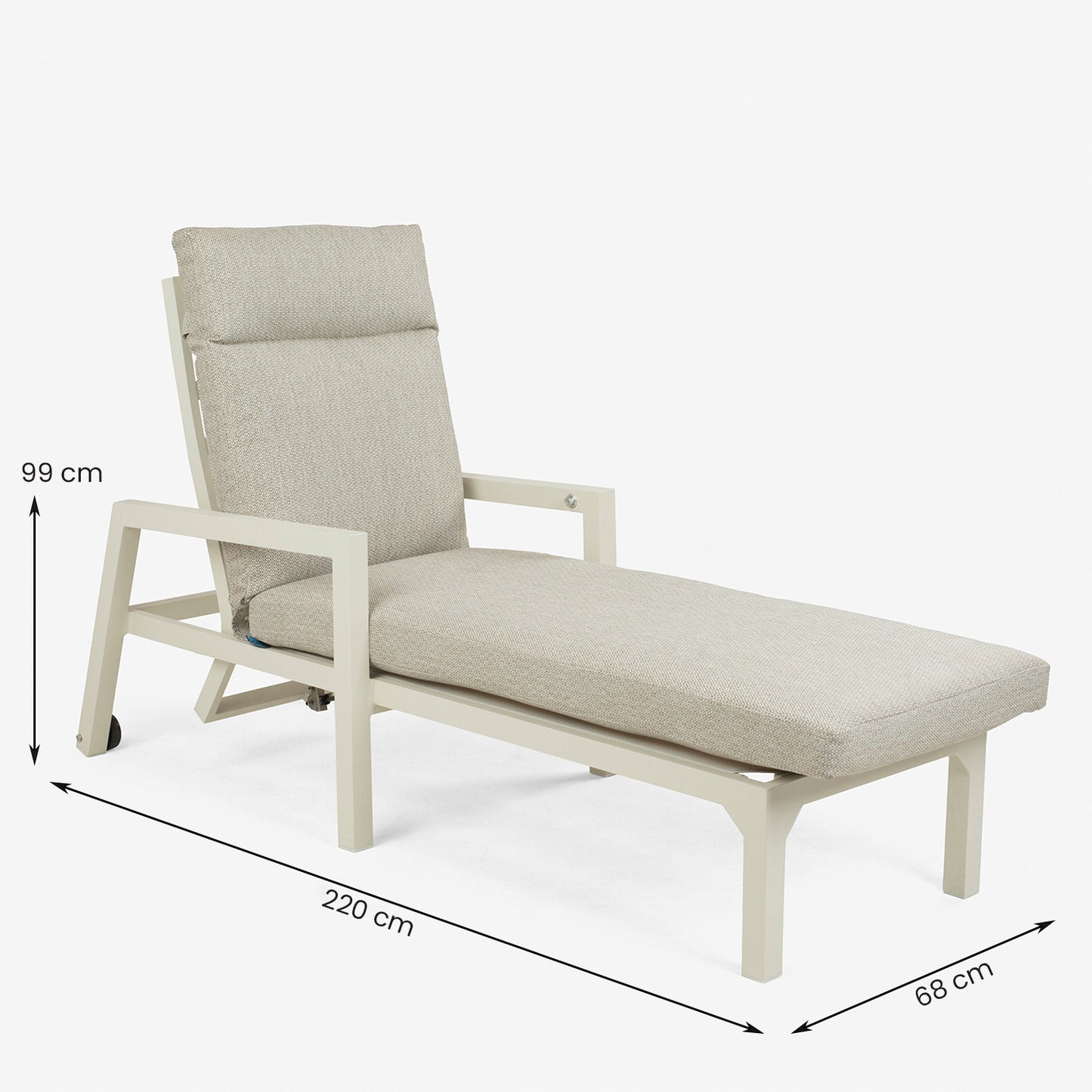 Tumbona Reclinable, Con Cojín, Aluminio, Color Blanco, 220x68x99 Cm_4