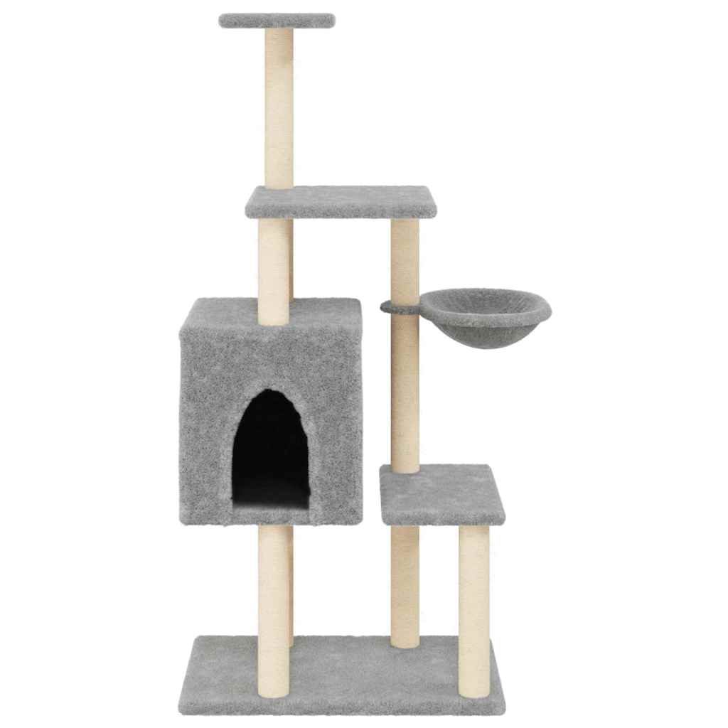 Rascador Para Gatos Con Postes De Sisal Gris Claro 131 Cm_3