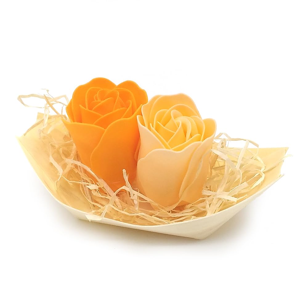 Barca Con Flores Para Regalo Invitados (naranja) - Rosas De Jabón Para Baño Aromático. Detalle Original Para Eventos_0