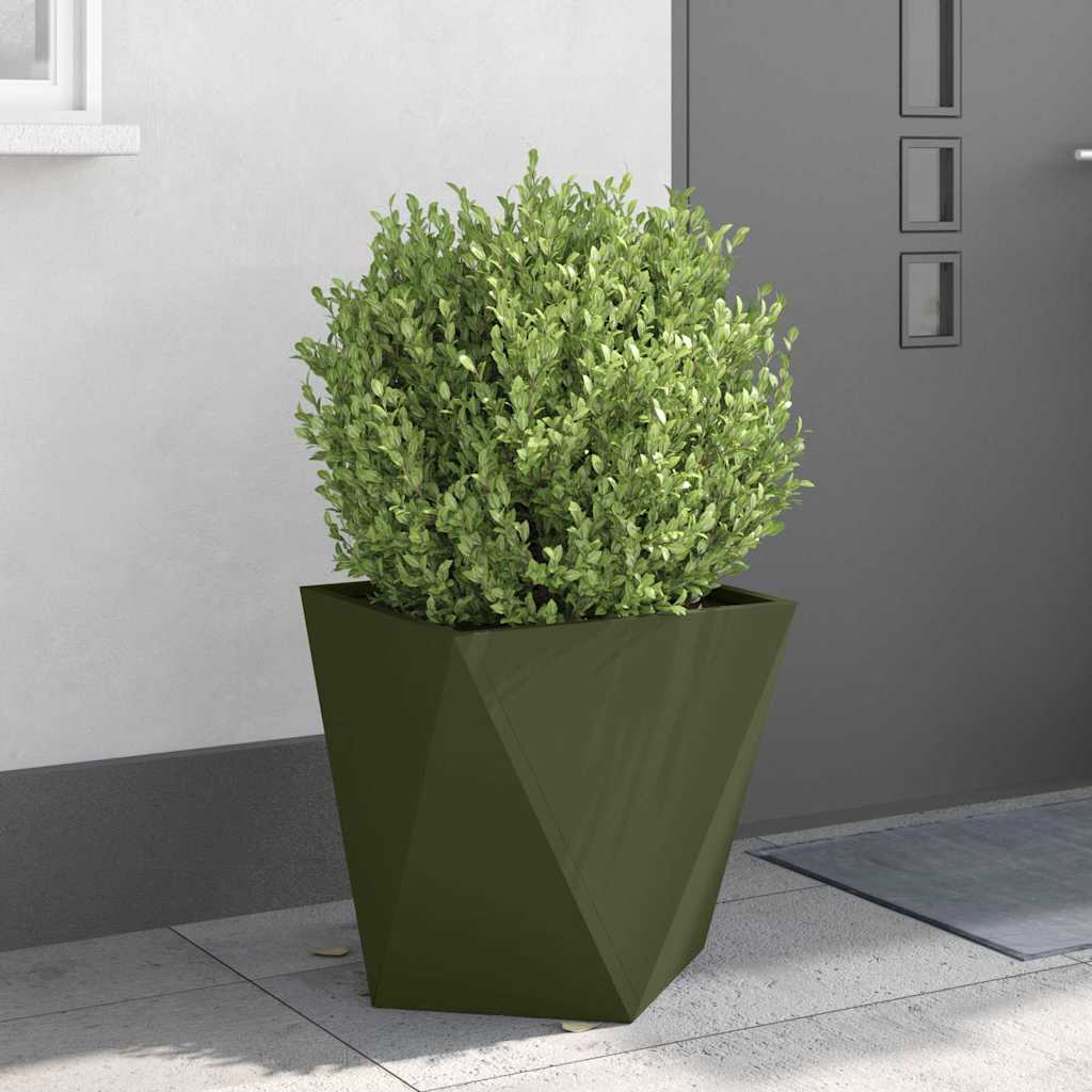 Jardinera 2 Pcs Verde Oliva 50 X 50 X 50 Cm Acero_3