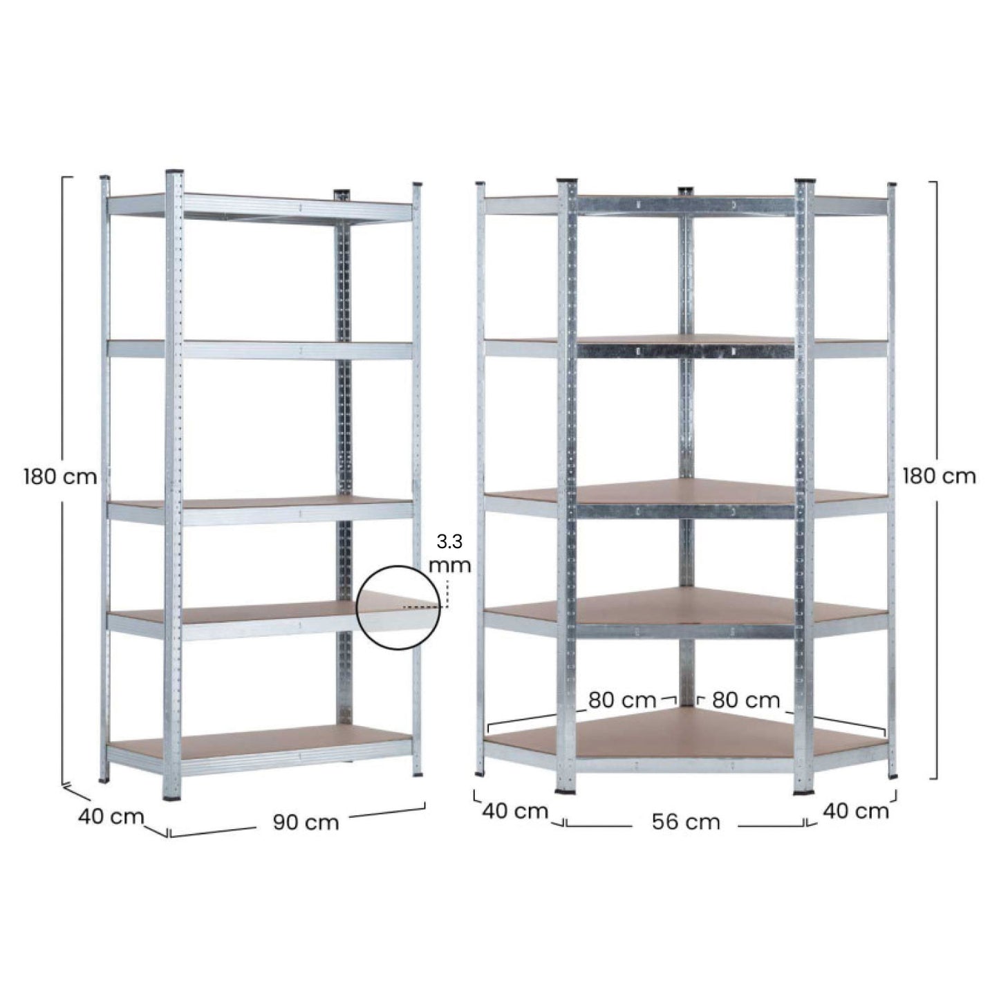 Pack 2 Estanterías Modulares Y 1 Estantería Esquinera Galvanizadas 5 Baldas Ajustables 7house_5