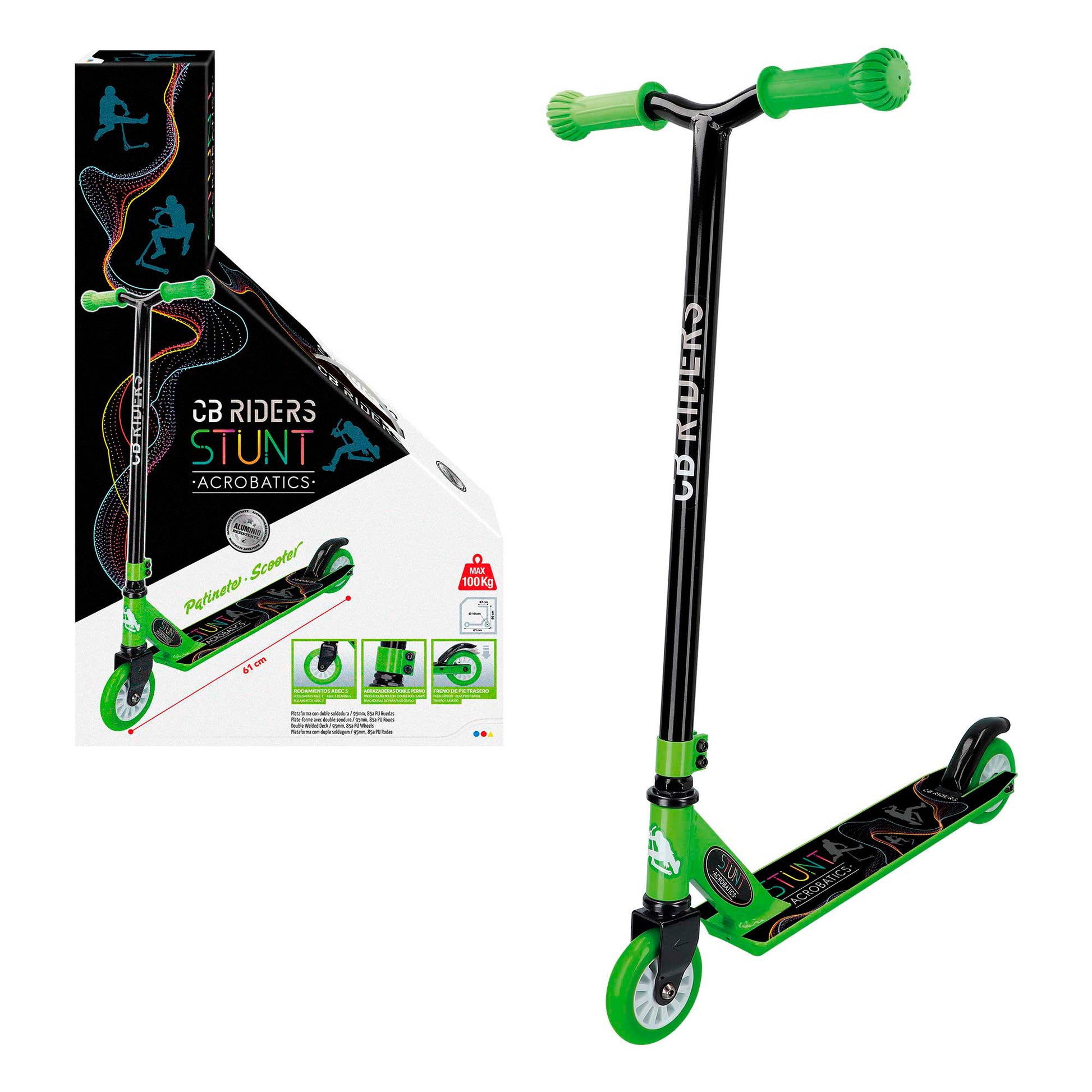 Patinete 2 Ruedas Acrobático Verde Cb Riders_0
