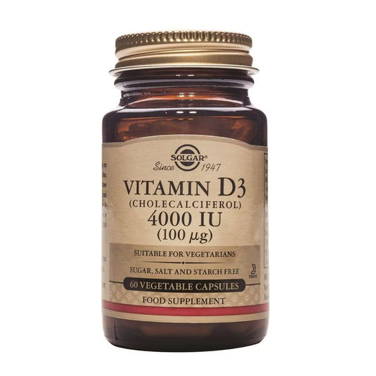 Vitamina D3 (Colecalciferol) 4000 UI (100 μg) 60 cápsulas vegetais Solgar
