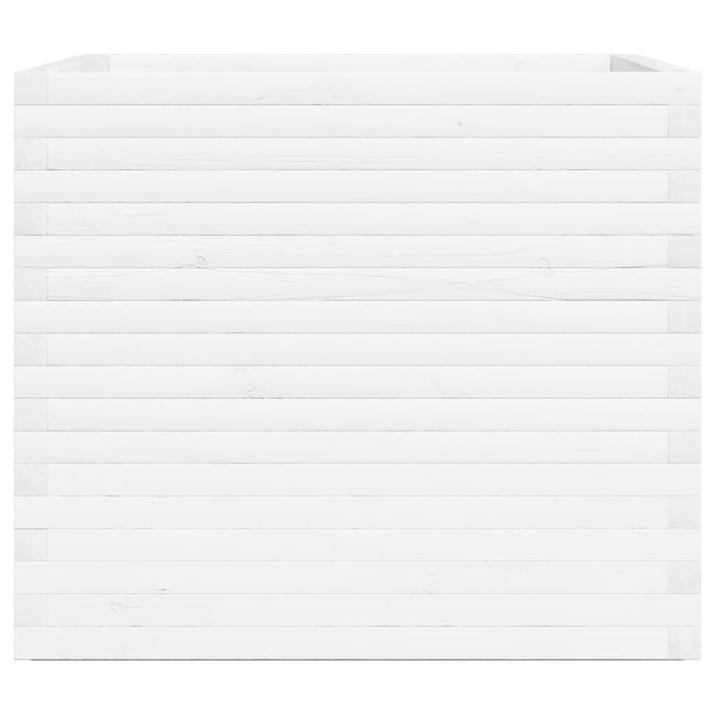 Jardinera De Madera Maciza De Pino Blanca 80x80x72 Cm_5