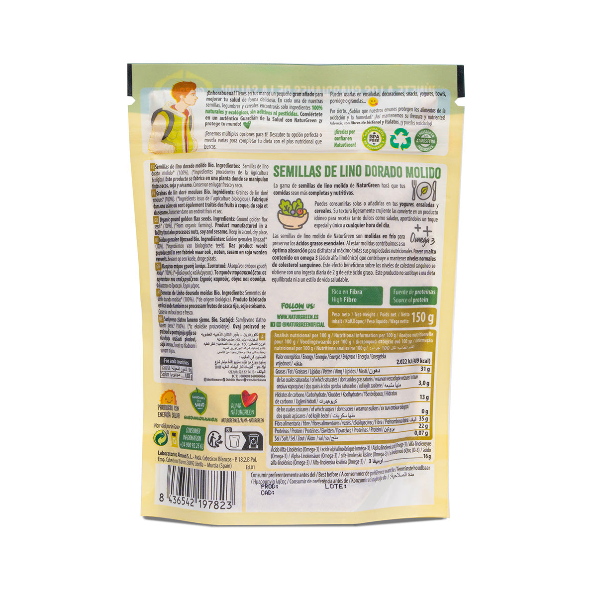 Sementes de Linhaça Dourada Moídas Biológicas NaturGreen 150 g