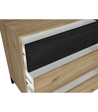 Cómoda Para Dormitorio Modelo Kroos 3 Cajones Acabado Natural/bocamina, 80cm(ancho) 74cm(_3