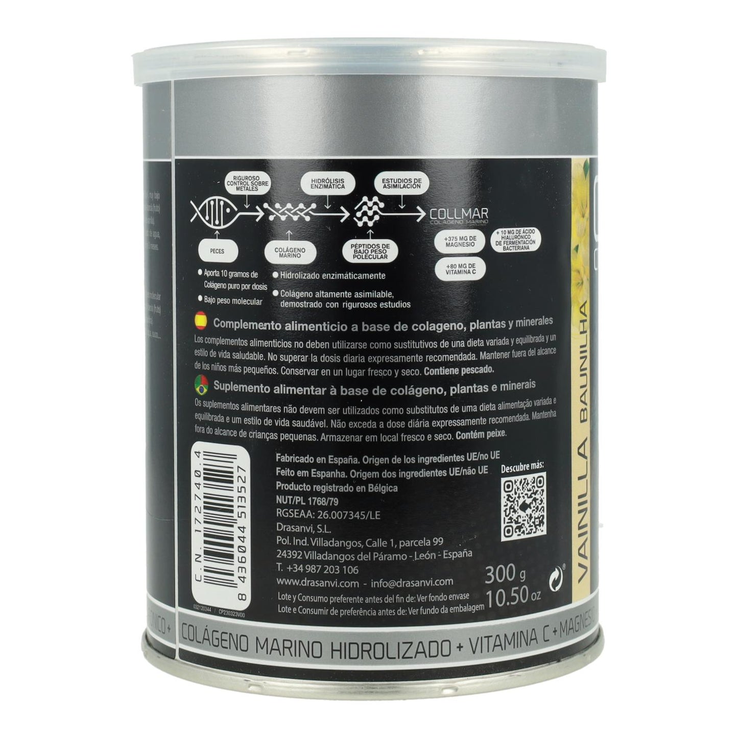 Collmar Colagénio marinho com magnésio sabor baunilha Drasanvi, 300 g