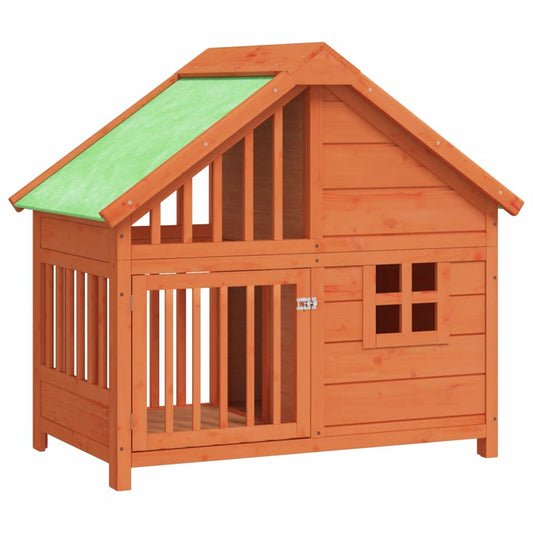 Caseta Para Perros Madera Maciza De Pino Marrón 96x60,5x87 Cm_0