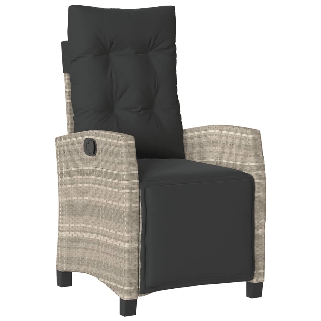 Set Comedor Jardín 7 Pzas Y Cojines Ratán Sintético Gris Claro / Vetonek_2