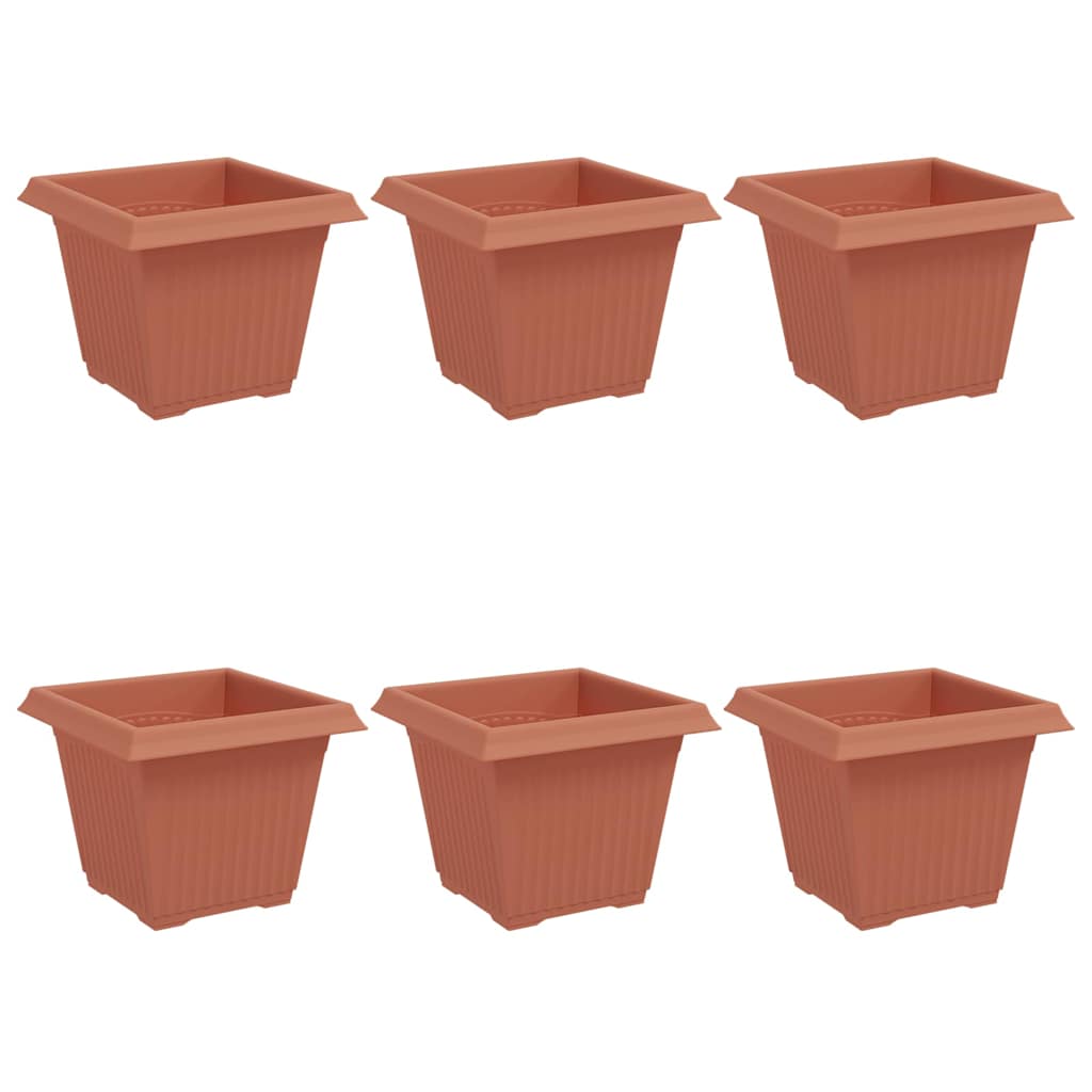 Maceta Cuadrada Para Flores 6 Uds. Rojo Ladrillo Plástico_0