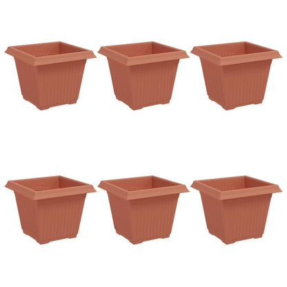 Maceta Cuadrada Para Flores 6 Uds. Rojo Ladrillo Plástico_0