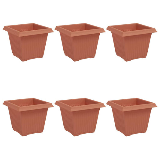 Maceta Cuadrada Para Flores 6 Uds. Rojo Ladrillo Plástico_0