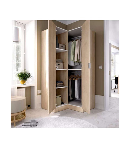 Armario Ropero Rincón Puertas Abatibles Jaén Acabado Natural, 184 Cm(alto)90.5 Cm(ancho)_1