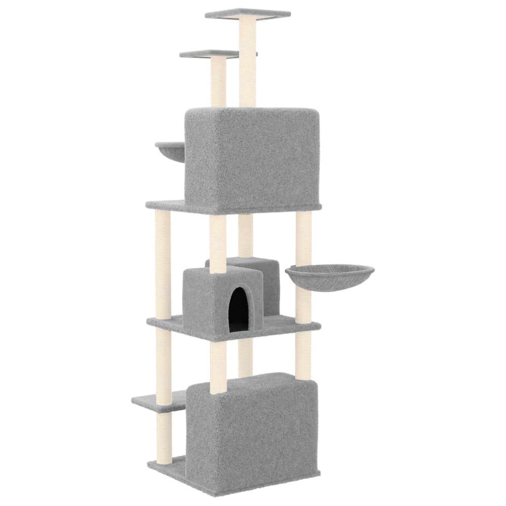 Rascador Para Gatos Con Postes De Sisal Gris Claro 180 Cm_4