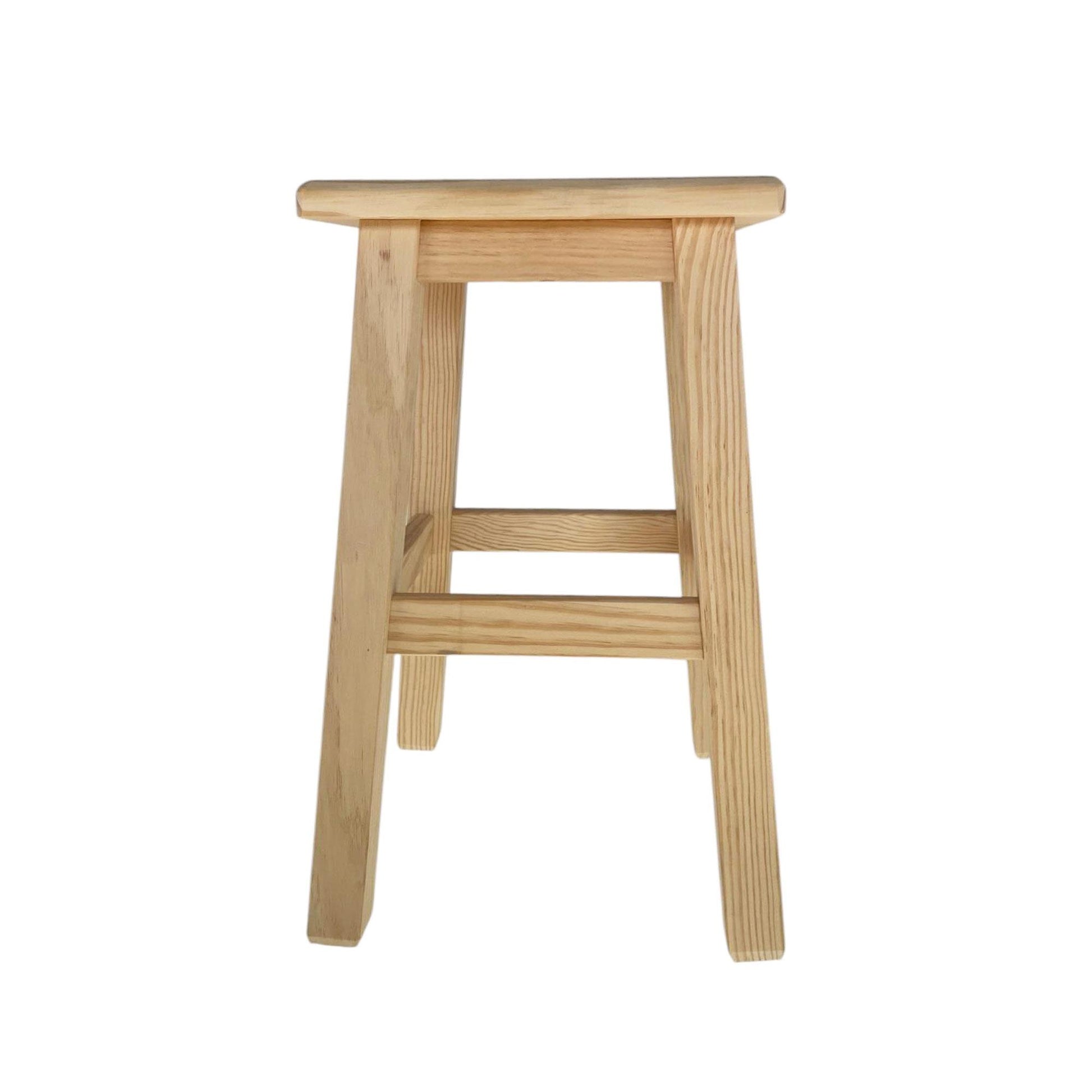 Well Home Taburete de Madera Maciza Cuadrado Color Natural (31 x 31 x 50 cm)_3