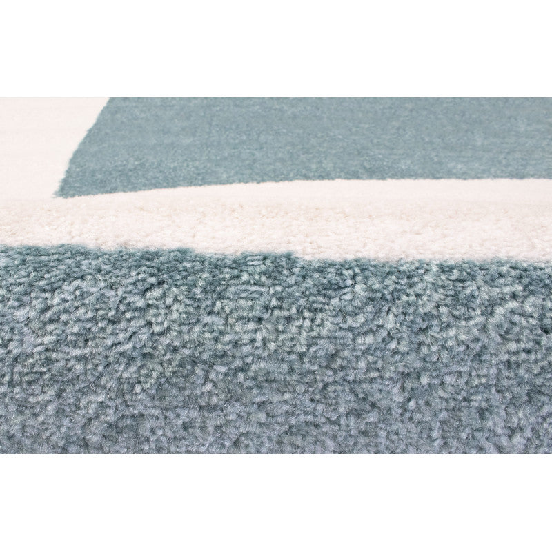 Alfombra Salón Pelo Suave Motivo Geométrico Azul Blanco 100x150cm- Decoración- Mobiliario Hogar_1