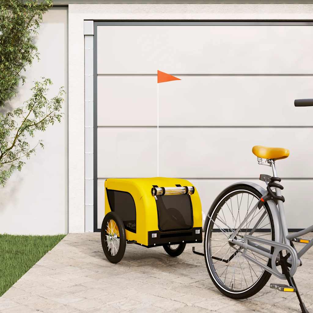 Remolque Bicicleta Mascotas Hierro Tela Oxford Amarillo Negro_1