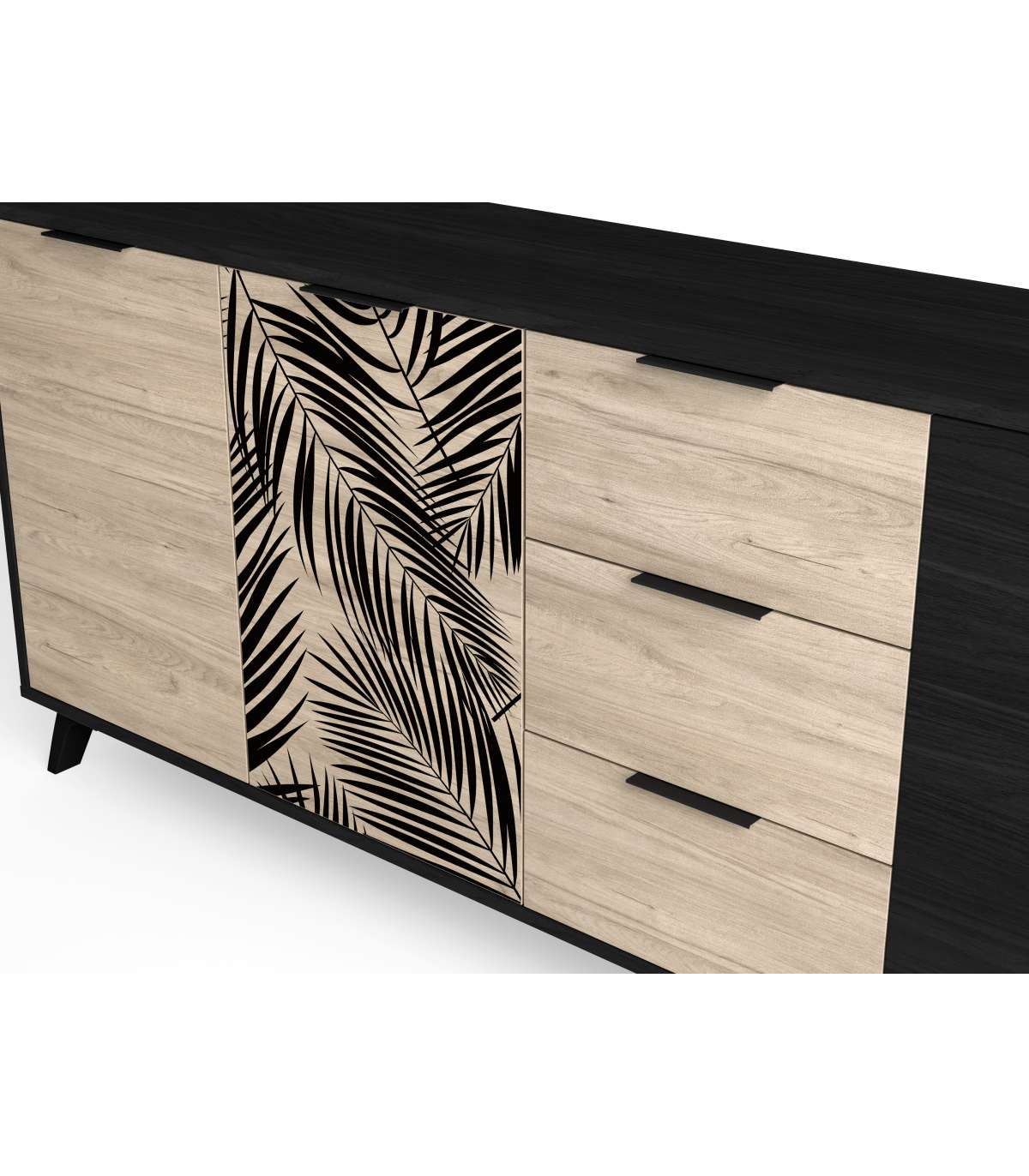 Aparador 3 Puertas 3 Cajones Modelo Palma Acabado Sahara/bocamina, 81cm(alto) 180.5cm(anch_2