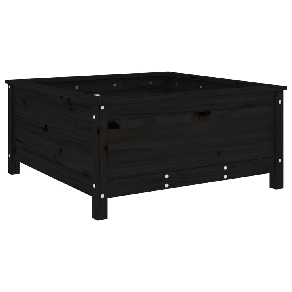 Jardinera Madera Maciza De Pino Negro 82,5x82,5x39 Cm_0