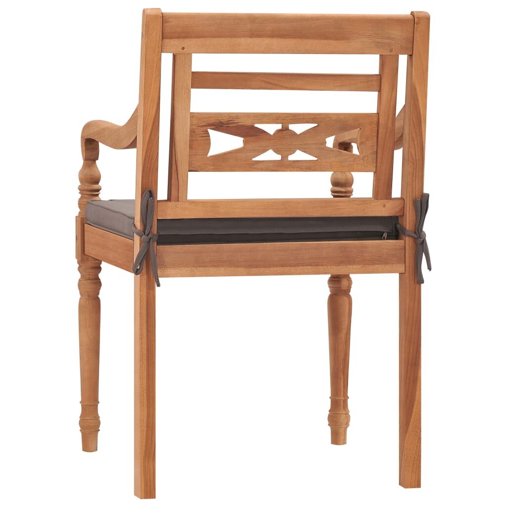 Vidaxl Sillas Batavia 2 Uds Madera Maciza Teca Con Cojines Gris Oscuro_4
