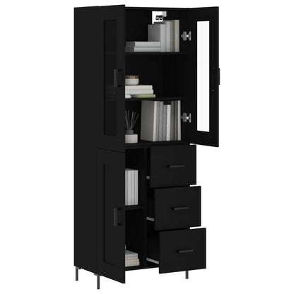 Aparador Alto Madera Contrachapada Negro 69,5x34x180 Cm_2