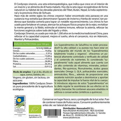 Cordyceps Sinensis Pó ECO 100 g, Salud Viva