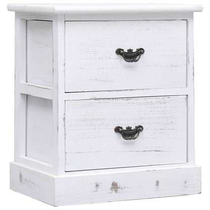 Mesitas De Noche 2 Uds Madera De Paulownia Blanco 38x28x45 Cm_0