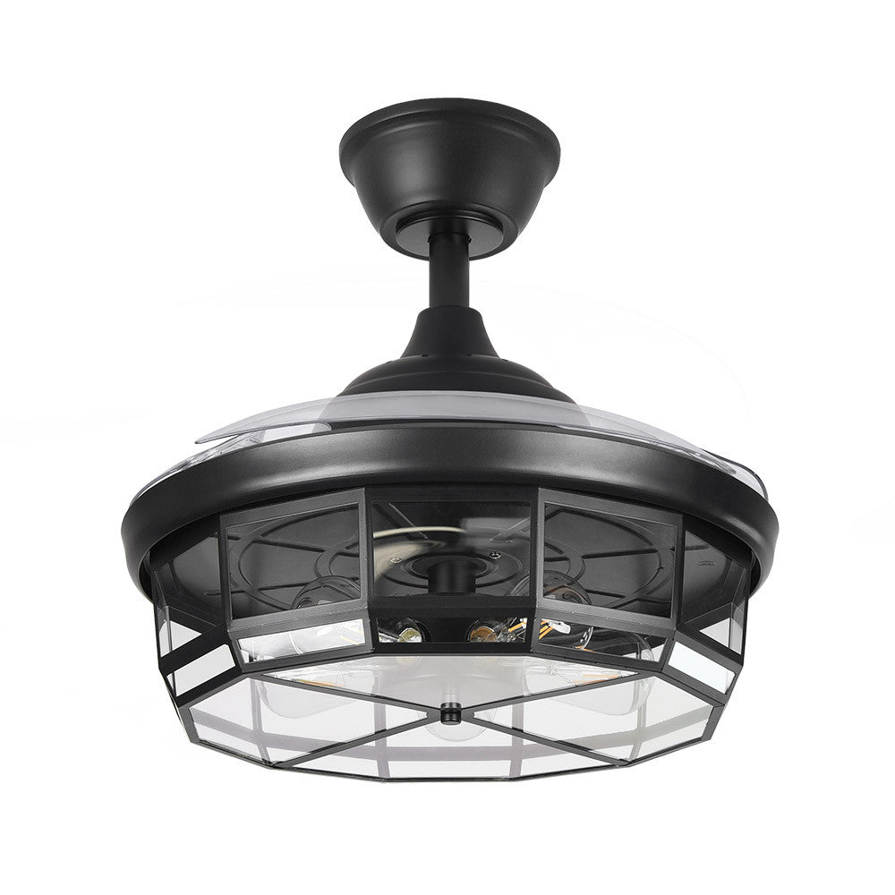 Ventilador Dc Tornado Negro 5xe27 107d 3aspas Desplegables 6velocidades C/remoto Y Temporizador_1