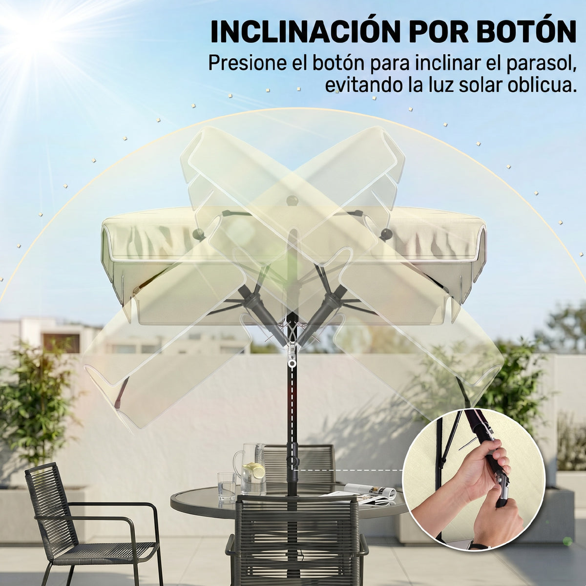 Outsunny Sombrilla De Jardín De Aluminio 2x1,3x2,5 M Beige_5