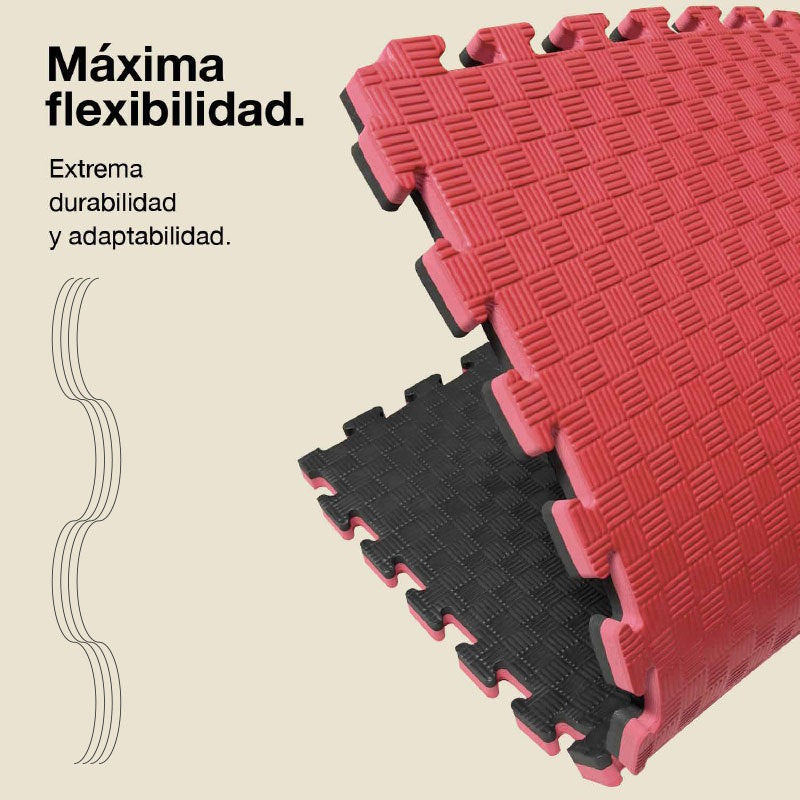 Jowy Tatami Puzzle 2,5cm 100x100cm – Alta Densidad Negro/rojo_5