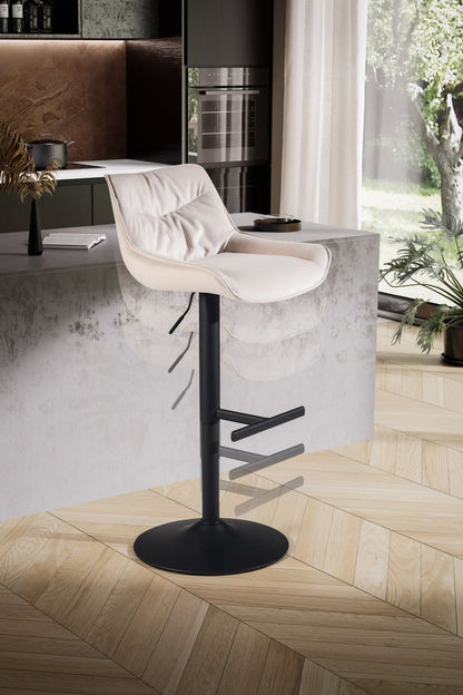 Taburete De Bar Terciopelo Beige Con Respaldo 86 - 106 Cm_4