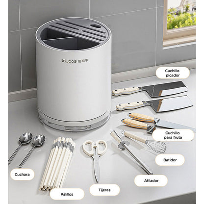 Joybos - Organizador De Cuchillos Redondo Con Ranura Universal Para Cocina Blanco_4