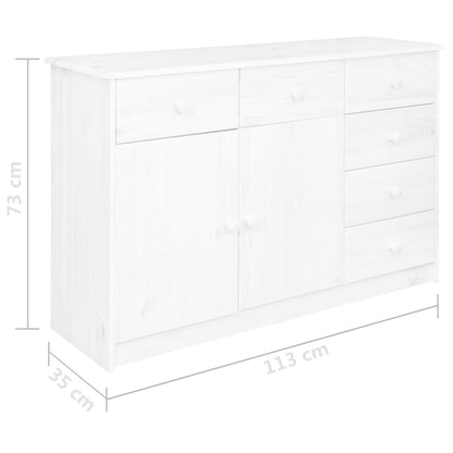 Aparador 6 Cajones Madera Maciza De Pino Blanco 113x35x73 Cm_4
