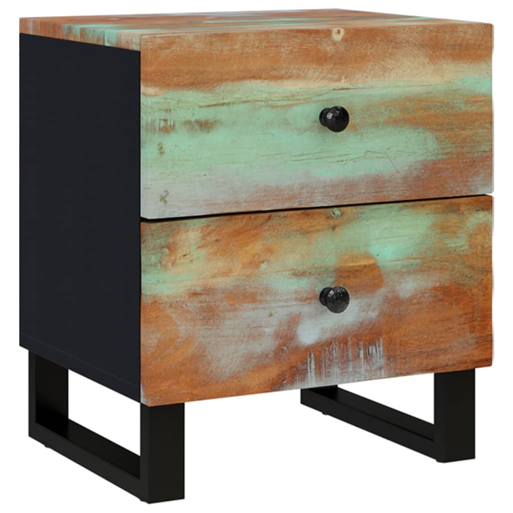 Mesita De Noche De Madera Maciza Reciclada 40x33x46 Cm_0