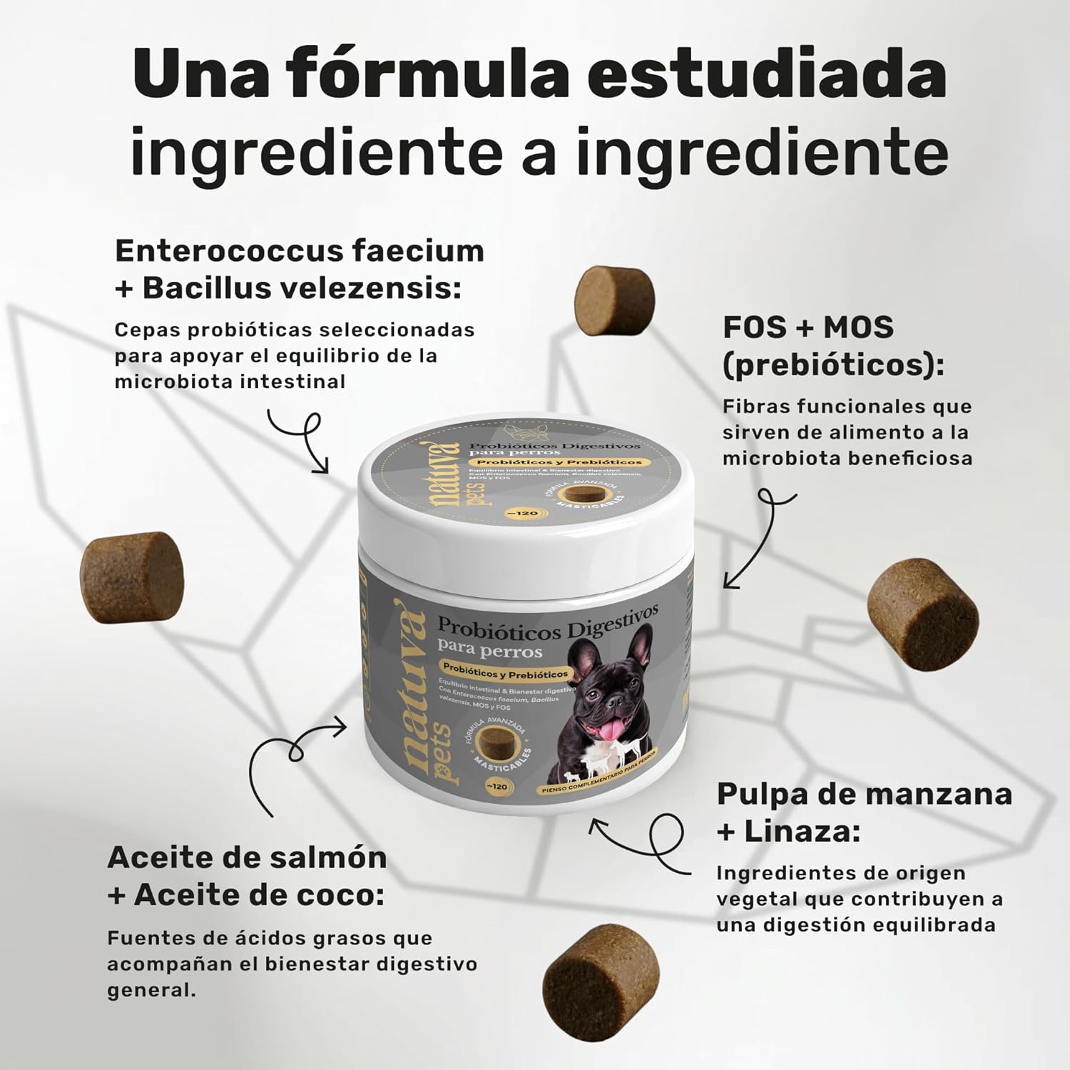 Probiótico Para Perros. Digestión Y Bienestar Digestivo. Suplemento Para Mascotas. 120 Masticables. Natuva Pets_2